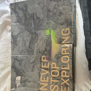 The North Face Gray Shoe Box with Green and Purple Accents